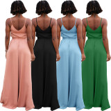 Fashion Sling Top High Waist Wide Leg Pants Suit BLX-63002