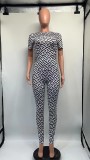 Letter Print Short Sleeve Pants Two Piece Set GDNY-1051