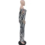 Plus Size Sexy Backless Striped Maxi Dress WAF-77531