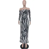 Plus Size Sexy Backless Striped Maxi Dress WAF-77531