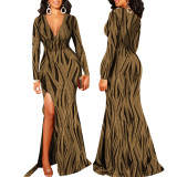 Sexy Fashion Split V-neck Maxi Dress SMR-11582