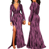 Sexy Fashion Split V-neck Maxi Dress SMR-11582