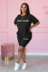Letter Print Short Sleeve Shorts Two Piece Set QKYF-71337