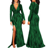 Sexy Fashion Split V-neck Maxi Dress SMR-11582
