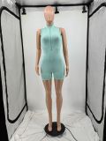 Solid Color Sleeveless Zipper Romper YIM-328