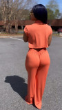 Solid Short Sleeve Wide Leg Jumpsuit BN-9421