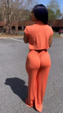 Solid Short Sleeve Wide Leg Jumpsuit BN-9421