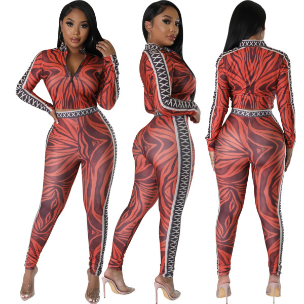 Casual Fashion Print Long Sleeve Pants Two Piece Set SMR-11951