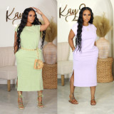 Casual Solid Split Midi Dress BN-9422