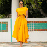 Solid Color Tie Up Loose Long Skirt HNIF-5072
