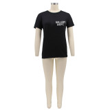 Plus Size Casual Letter Print T Shirt HNIF-0592