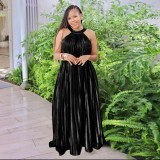 Solid Off Shoulder Big Swing Maxi Dress YF-10449