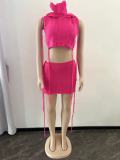 Solid Hooded Sleeveless Beach Two Piece Set OSM-4392