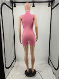 Solid Color Sleeveless Zipper Romper YIM-328
