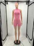Solid Color Sleeveless Zipper Romper YIM-328