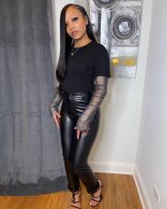 Fashion Slim Bandage Leather Pant LSL-0029