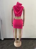 Solid Hooded Sleeveless Beach Two Piece Set OSM-4392