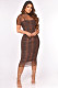 Mesh Print Long Sleeve Dress And Sling Dress 2 Piece Set ME-8344