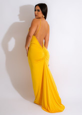 Deep V Neck Pleated Mermaid Dress ME-8333