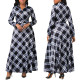 Fashion Plaid Print Long Sleeve Maxi Dress SMR-11891
