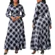 Fashion Plaid Print Long Sleeve Maxi Dress SMR-11891