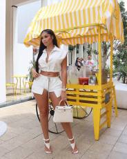 Solid Bandage Tops And Shorts Two Piece Set LSL-6513