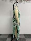 Plus Size Print Split Maxi Dress NY-10439