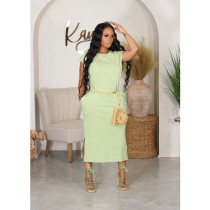 Casual Solid Split Midi Dress BN-9422