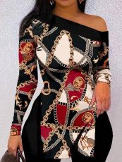 Casual Print Long Sleeve Pant Two Piece Set SH-390508