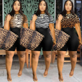 Plus Size Casual Print Patchwork Slim Romper WAF-77553