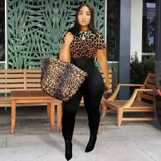 Plus Size Fashion Print Short Sleeve Jumpsuit WAF-77555