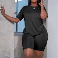 Solid Color Short Sleeve And Shorts Sport Suit SH-390487