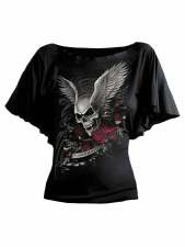 Casual Print Ruffle Sleeve T Shirt SH-390493