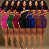 Plus Size Fashion Patchwork Sport Two Piece Short Set WAF-77543