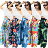 Plus Size Casual Print High Waist Loose Pants SH-390504