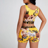 Casual Floral Print Sports Two Piece Shorts Set SFY-2310