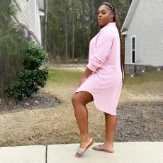 Plus Size Solid Color Long Sleeve Shirt BMF-0303