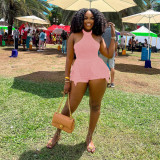 Solid Color Backless Ruffle Romper MEI-9303