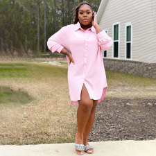 Plus Size Solid Color Long Sleeve Shirt BMF-0303