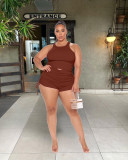 Plus Size Tank Tops And Ruch Shorts Two Piece Set LDS-3322
