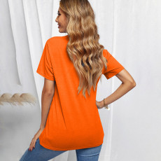 Plus Size PINK Letter Print Short Sleeve T Shirt SXF-30401