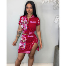 Short Sleeve Print Tops And Skirts Two Piece Set IV-8398