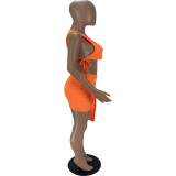 Fashion Sexy Tie Tank Top Skirt Two Piece Set AWN-AN1013