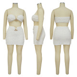 Sexy Wrap Chest Crop Tops And Skirt 2 Piece Set YF-10466