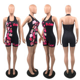 Sexy Print Halter Romper QKYF-71350