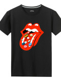 Plus Size Lips Print O Neck T Shirt SXF-30402