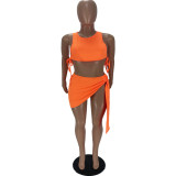Fashion Sexy Tie Tank Top Skirt Two Piece Set AWN-AN1013