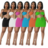 Sexy Wrap Chest Crop Tops And Skirt 2 Piece Set YF-10466