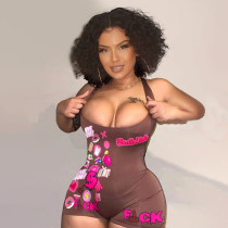 Sexy Print Halter Romper QKYF-71350