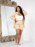 Stripe Print Long Shirt Shirt And Shorts 2 Piece Set HMS-5570
